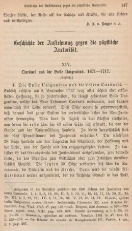 147-164 Geschichte der Auflehnung gegen die päpstliche Auctorität : XIV. Quesnel und die Bulle Unigenitus (Schluß)