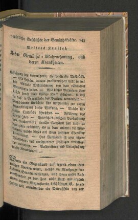 Drittes Kapitel. Ueber Gemüths-Wahrnehmung, und deren Krankheiten.