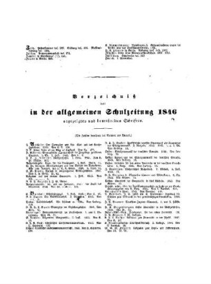 Verzeichnis der allgemeinen Schulzeitung 1846 : angezeigten und beurtheilten Schriften