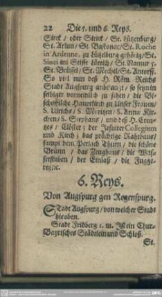 6. Reys. Von Augspurg gen Regenspurg