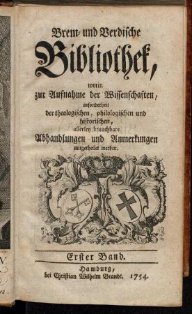 1: Brem- und Verdische Bibliothek