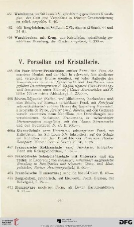 V. Porzellan und Kristallerie (Nr. 465-563)