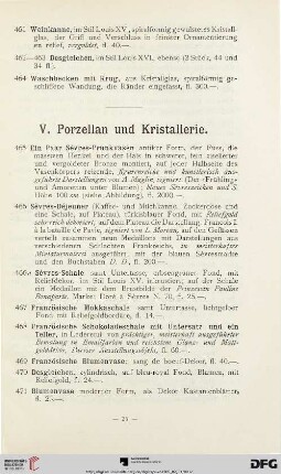 V. Porzellan und Kristallerie (Nr. 465-563)