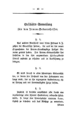 Geschäfts-Anweisung für den Armen-Geburtshelfer
