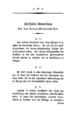 Geschäfts-Anweisung für den Armen-Geburtshelfer