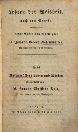 Lehren der Weisheit, nach dem Seneka