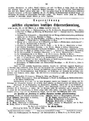 Tagesordnung der zwölften allgemeinen deutschen Lehrerversammlung
