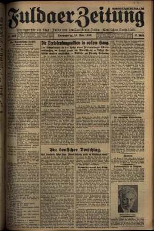 Erste Ausgabe vom Donnerstag, den 13. November 1930.