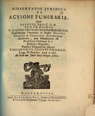 Diss. iur. de actione funeraria