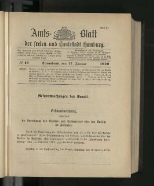 No. 12, 17. Januar 1920