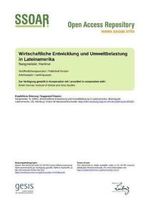 Wirtschaftliche Entwicklung und Umweltbelastung in Lateinamerika