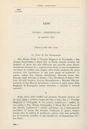 XXIII Tunisi - Portogallo 16 ottobre 1813