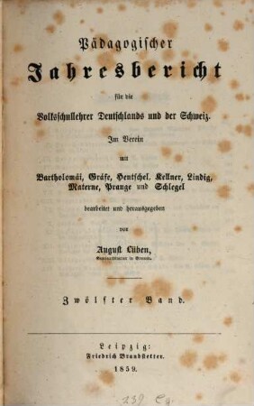 Pädagogischer Jahresbericht : von .... 12. 1859