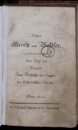 Ritter Albrecht von Waldsee : Eine Sage der Vorzeit