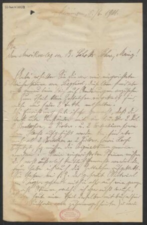 Brief an B. Schott's Söhne : 05.06.1901