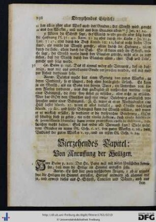 Vierzehendes Capitel. Von Anruffung der Heiligen.