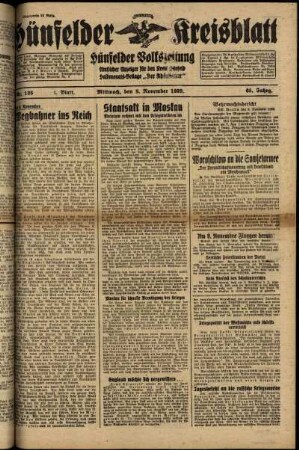 Erste Ausgabe vom Mittwoch, den 08. November 1939.