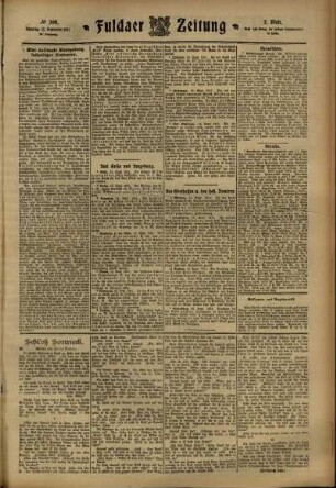 Zweite Ausgabe vom Dienstag, den 12. September 1911.