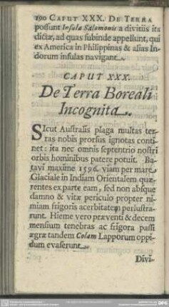 Caput XXX. De Terra Boreali Incognita