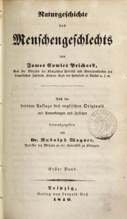 Naturgeschichte des Menschengeschlechts, 1