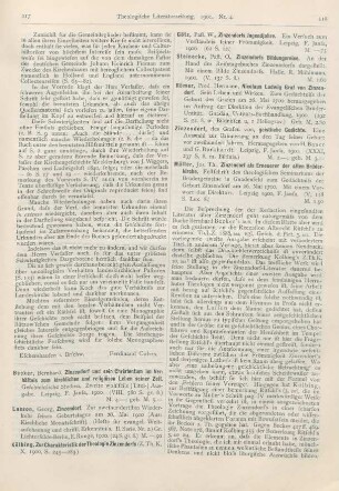 117-123 [Rezension] Becker, Bernhard, Zinzendorf und sein Christentum im Verhältnis zum kirchlichen und religiösen Leben seiner Zeit