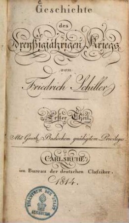 Geschichte des dreyßigjährigen Kriegs, 1