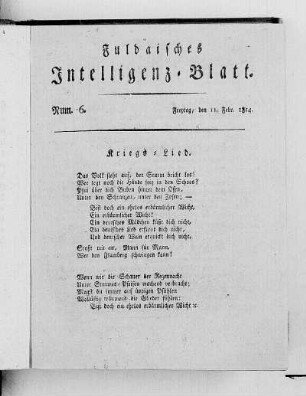 Num. 6, Ausgabe vom 11. Febr. 1814