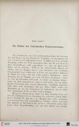 Erstes Kapitel: Die Kultur der italienischen Frührenaissance