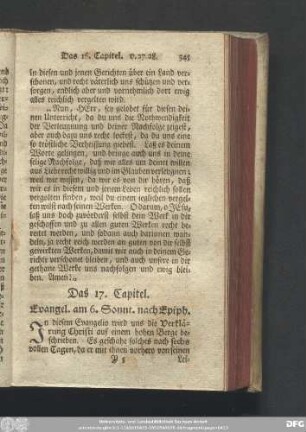 Das 17. Capitel. Evangel. am 6. Sonnt. nach Epiph.