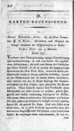 Neuer Himmels-Atlas : im größten Format / von J. E. Bode. - Berlin. - Erstes Heft, 1797