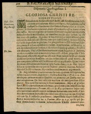 Disputatio Quadragesima I. De Gloriosa Christi Resurrectione.