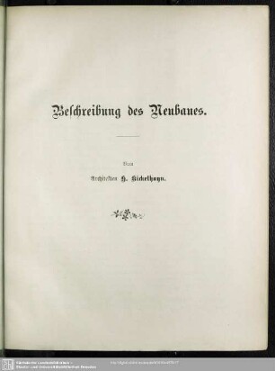 Beschreibung des Neubaues