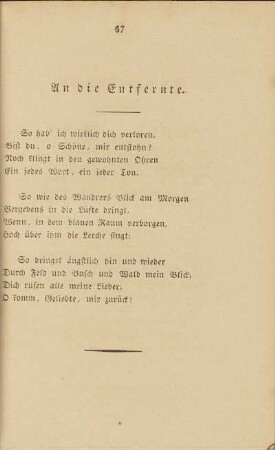 An die Entfernte.