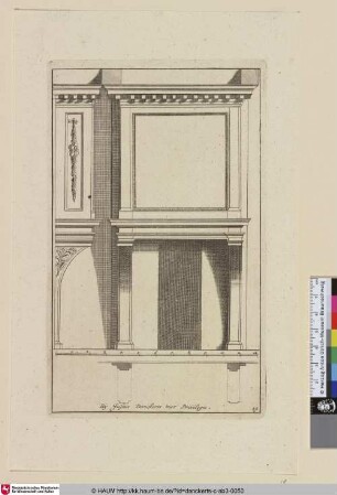 [Aufriss und Grundriss eines Kamins mit Rankenwerk- und Ornament-Verzierung]