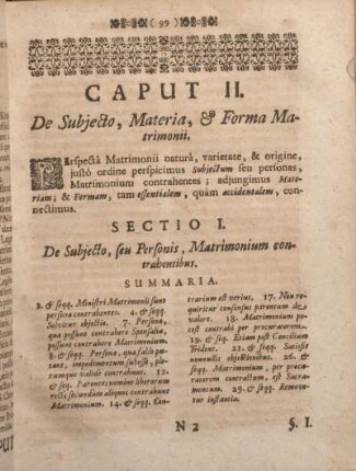 Caput II. De Subjecto, Materia, & Forma Matrimonii.