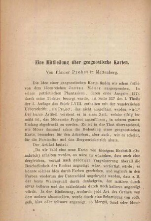 Eine Mittheilung über geognostische Karten