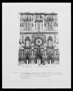 Straßburg, Aufriss der Westfassade des Münsters, unterer Teil
