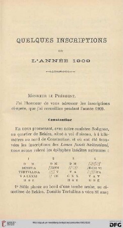 Sér. 4: Quelques inscriptions de l'année 1909