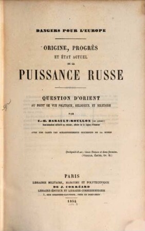 Origine, progrès et état actuel de la puissance russe