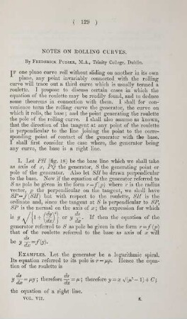 Notes on rolling curves.