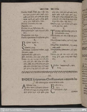 IV. Index scriptorum Christianorum veterum locis corruptis emaculatorum