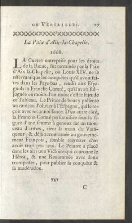 La Paix d'Aix-la-Chapelle. 1668.