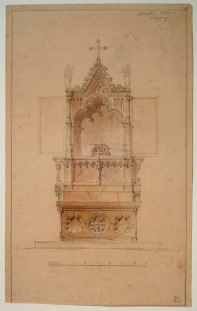 Entwurfszeichnung für den Sebastians-Altar in Donzdorf, Pfarrkirche St. Martin