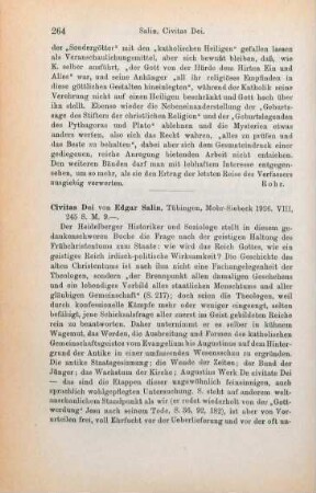 264-265 [Rezension] Salin, Edgar, Civitas dei