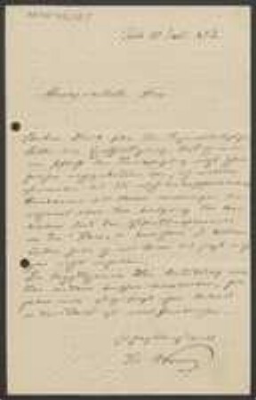 Brief von Heinrich Wawra von Fernsee an Unbekannt