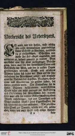 Vorbericht des Uebersetzers