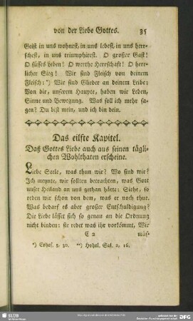 Das eilfte Kapitel. Daß Gottes Liebe auch aus seinen täglichen Wohlthaten erscheine