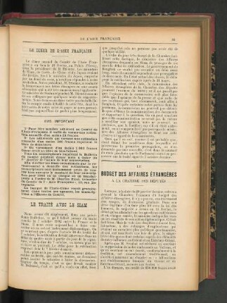 Le Budget des Affaires Étrangères a la Chambre des Députés.