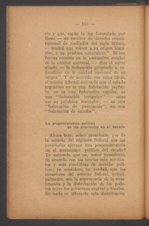 La preponderancia política de las provincias en el Senado