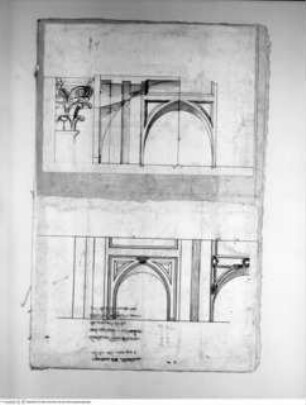 Album des Orazio Grassi, Studie eines Kapitells und eines Gewölbes für S. Ignazio, Rom